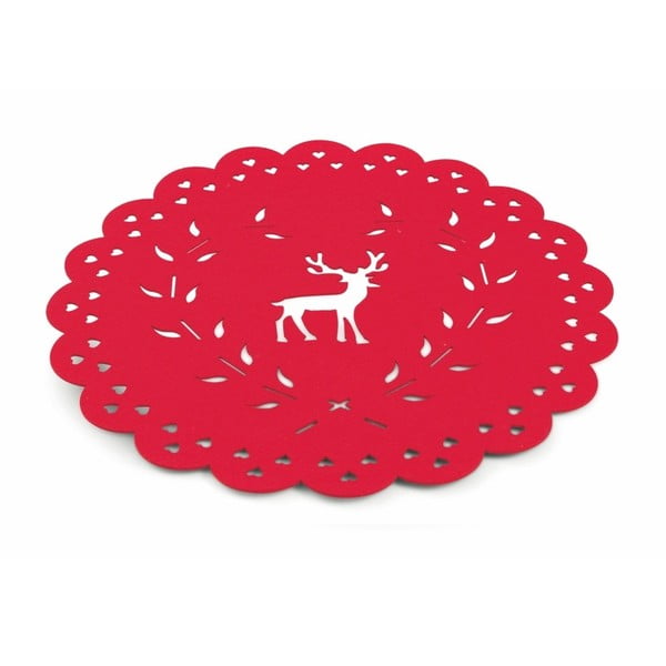 Raudonas kalėdinis padėkliukas Villa d'Este XMAS Tovaglietta Rossa Tonda Renna, ⌀ 40 cm