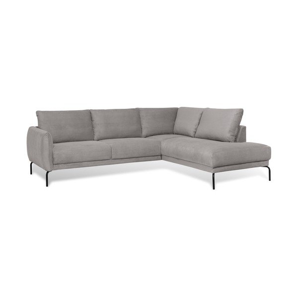 Iš kordinio velveto kampinė sofa šviesiai pilkos spalvos (su dešiniuoju kampu) Venray – Scandic-image-2