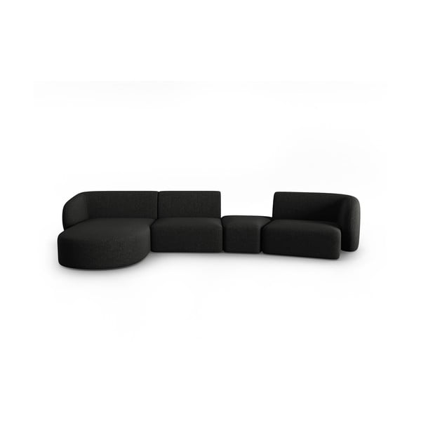 Kampinė sofa juodos spalvos (su kairiuoju kampu) Shane – Micadoni Home