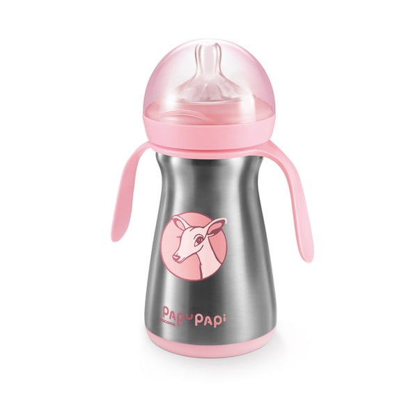 Rožinis nerūdijančio plieno termo buteliukas kūdikiams 0,2 l Papu Papi - Tescoma