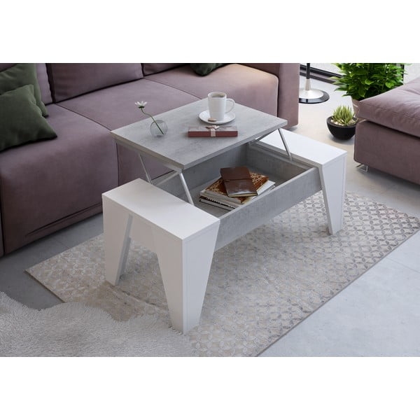 Tomasucci James pilkos ir baltos spalvų žurnalinis staliukas su atlenkiamu stalviršiu-image-1