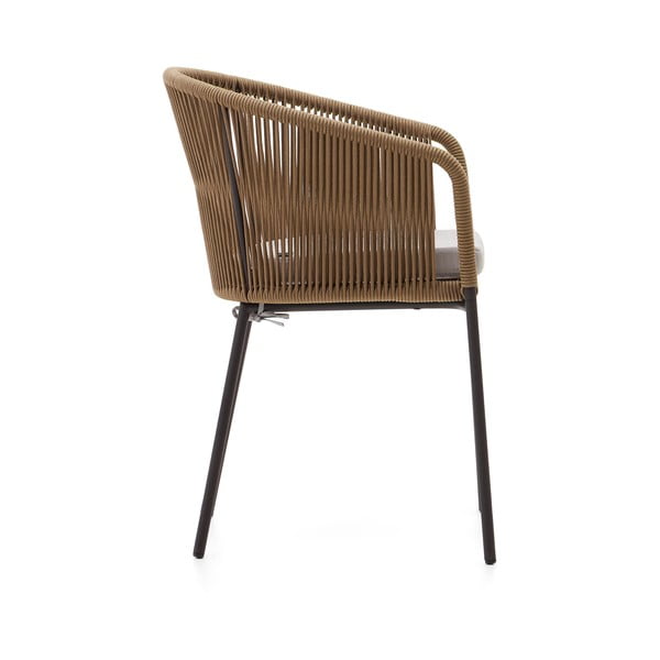 Smėlio spalvos metalinė/paminkštinto audinio sodo kėdė Yanet – Kave Home-image-3