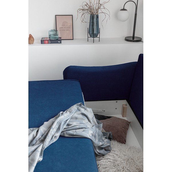 Tamsiai mėlyna aksominė sofa-lova Miuform Tender Eddie-image-1