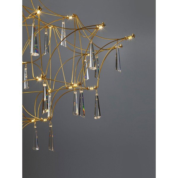 Auksinės spalvos iš metalo kabantis šviestuvas LED ø 80 cm Goro – Nova Luce-image-1