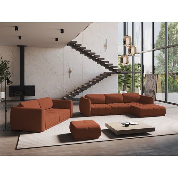 Oranžinės spalvos kampinė sofa Hoku – Makamii-image-1