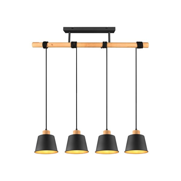 Kabantis šviestuvas juodos spalvos/natūralios spalvos ø 18 cm su metaliniu gaubtu Harris – Trio