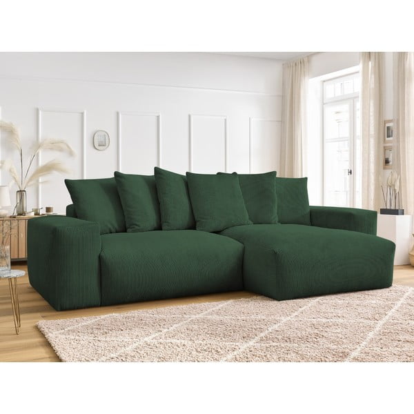 Žalios spalvos iš kordinio velveto sulankstoma/su sandėliavimo vieta kampinė sofa Voltaire – Bobochic Paris-image-4
