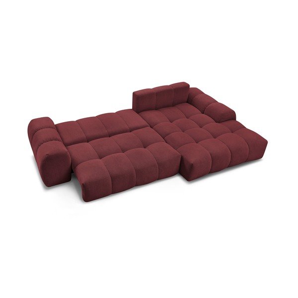 Bordo spalvos iš šenilinio audinio sulankstoma/su sandėliavimo vieta kampinė sofa (su dešiniuoju kampu/su gultu) Everest – Bobochic Paris-image-4