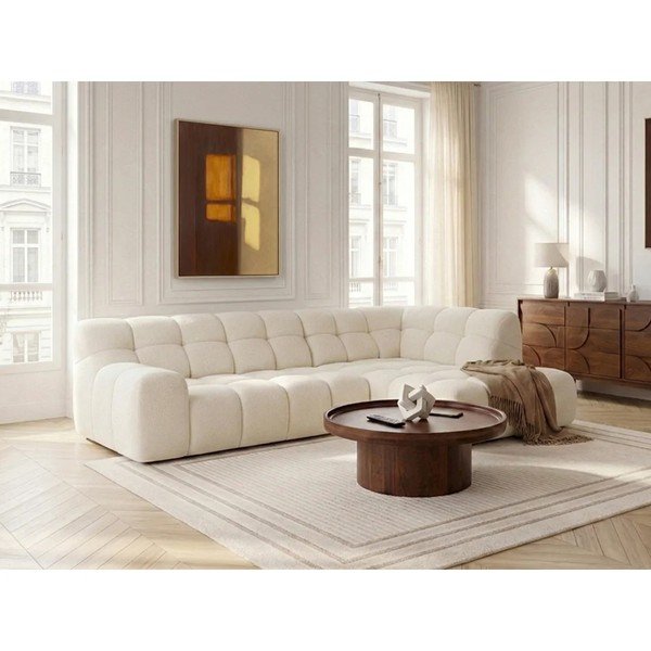 Baltos spalvos sulankstoma/ar elektrisko sēdekļa regulēšanu kampinė sofa (su dešiniuoju kampu/„L“ formos) Andre – Bobochic Paris-image-3