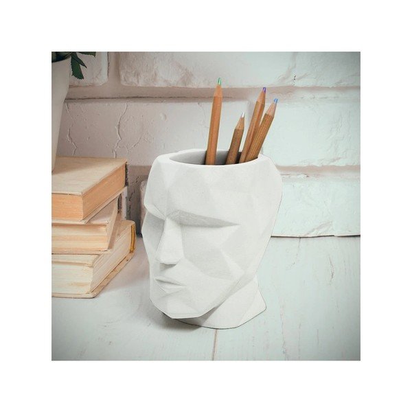 Baltos spalvos iš cemento biuro organizatorius kanceliarinėms prekėms Head – Balvi-image-1