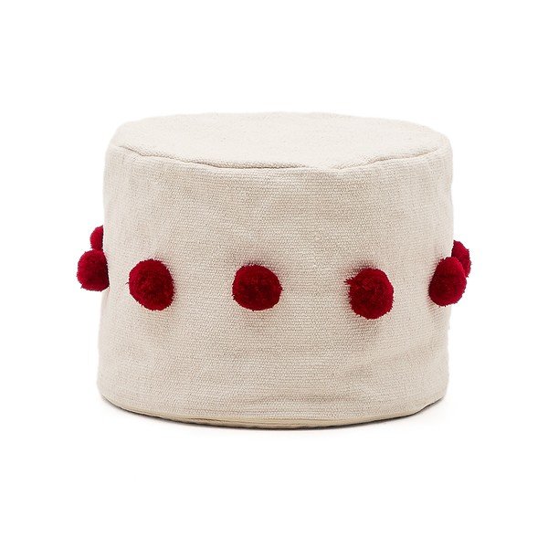 Raudonos spalvos/smėlio spalvos pufas Manua – Kave Home