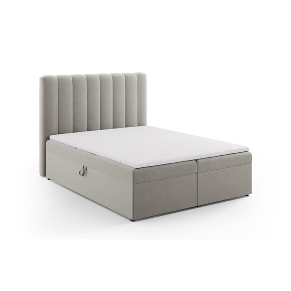 Spyruoklinė lova pilkos spalvos su sandėliavimo vieta 160x200 cm Gina – Milo Casa