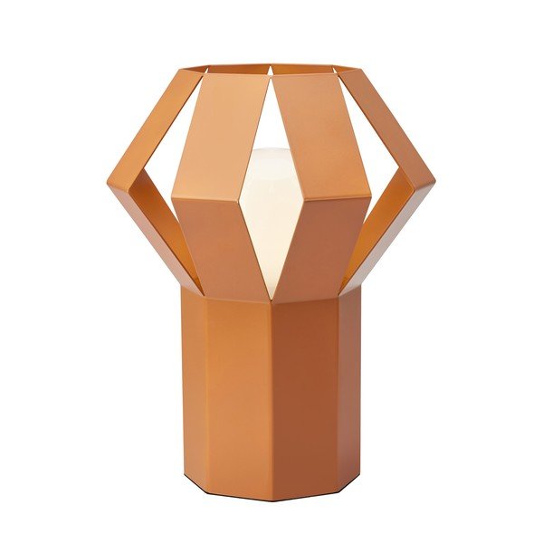 Oranžinės spalvos iš metalo stalinis šviestuvas (aukštis 27 cm) su metaliniu gaubtu Octa – Markslöjd