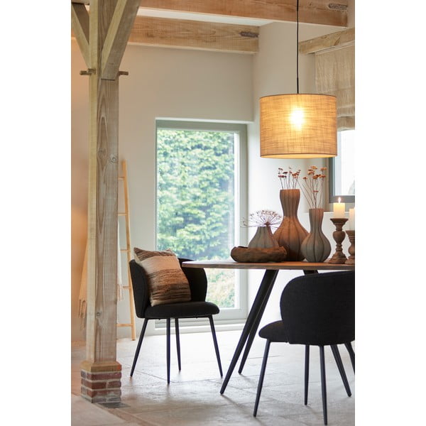 Juodos spalvos iš audinio valgomojo kėdė Elyna – Light & Living-image-3