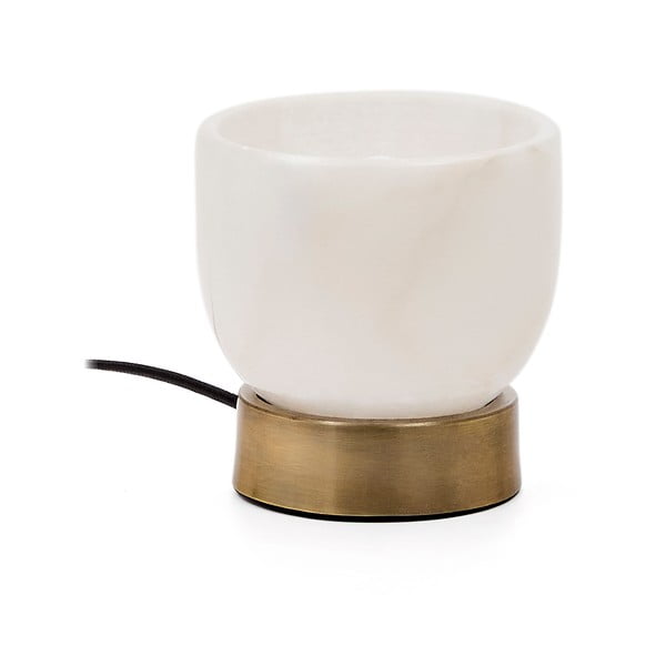 Kreminės spalvos/žalvario spalvos stalinis šviestuvas (aukštis 17 cm) Shenli – Kave Home-image-4