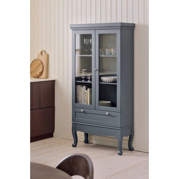 Pilkos spalvos iš MDF plokštės pakabinama vitrina 85x170,5x35 cm Prato – Ellos Home-image-3