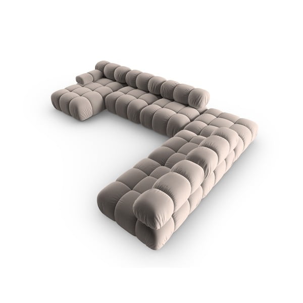 Iš velveto modulinė kampinė sofa šviesiai rudos spalvos (su dešiniuoju kampu/„U“ formos) Bellis – Micadoni -image-4
