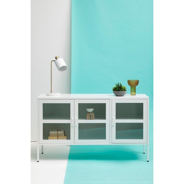 Baltos spalvos iš plieno vitrina 140x80x45 cm Acier – Premier Housewares-image-4