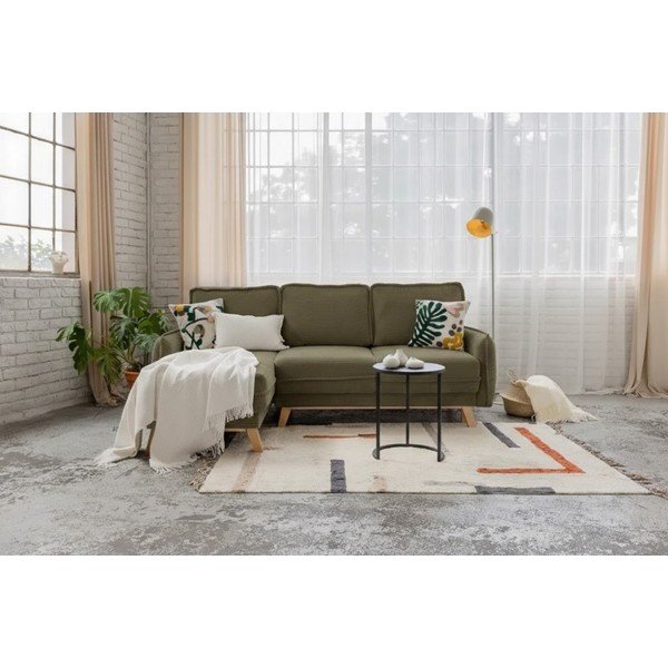 Iš kordinio velveto sulankstoma kampinė sofa žalios spalvos (kintama) Tori – Bonami Selection-image-1