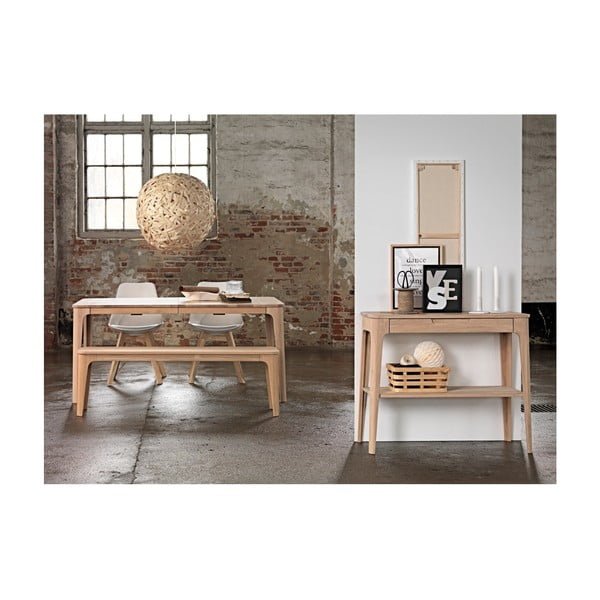 Baltos spalvos ąžuolo medienos sulankstomas valgomojo stalas Unique Furniture Amalfi, 160 x 90 cm-image-2