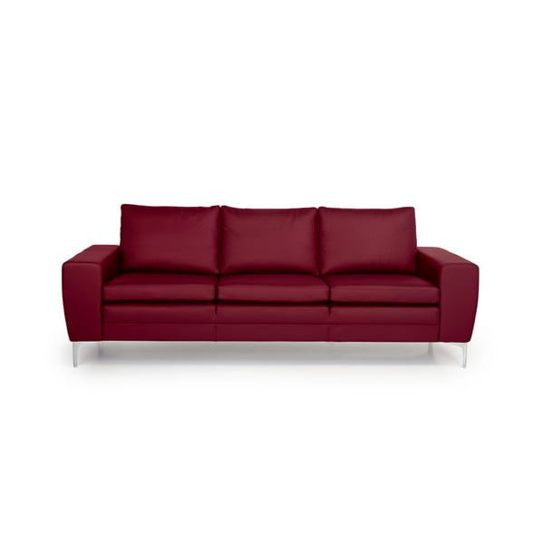 Raudona odinė sofa Scandic Twigo, 227 cm