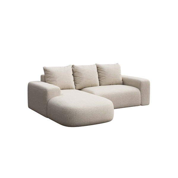 Kampinė sofa kreminės spalvos iš boucle (su kairiuoju kampu) Feiro – MESONICA-image-2