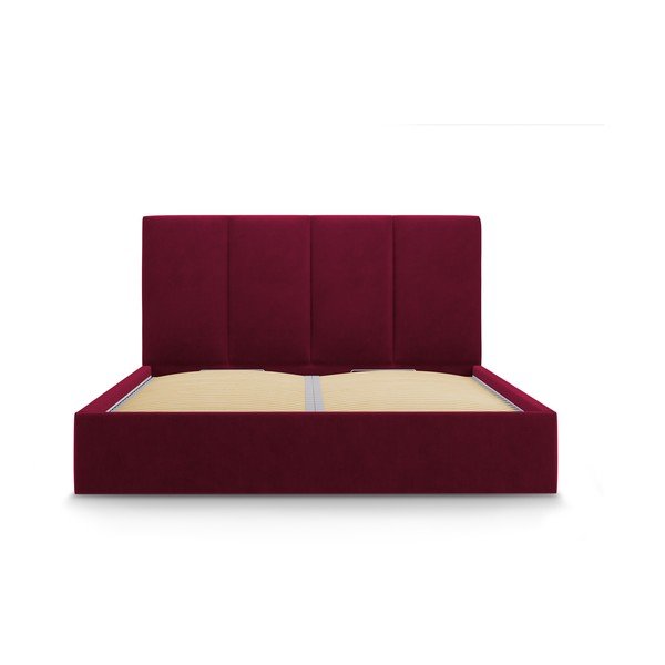 Bordo spalvos aksominė dvigulė lova Mazzini Beds Juniper, 180 x 200 cm-image-2