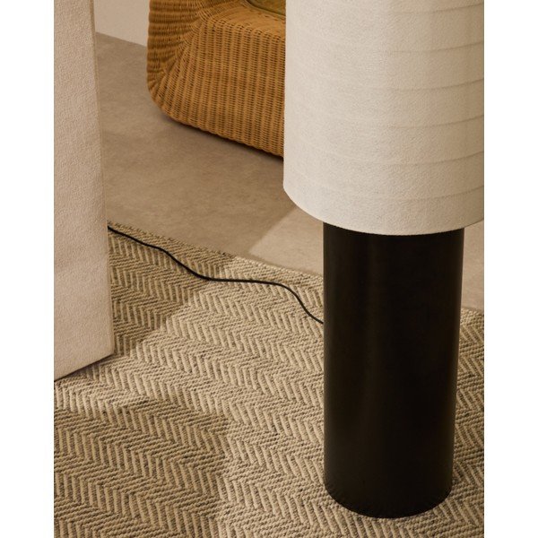 Baltos spalvos/juodos spalvos pastatomas šviestuvas (aukštis 142 cm) su tekstiliniu gaubtu Dulan – Kave Home-image-2