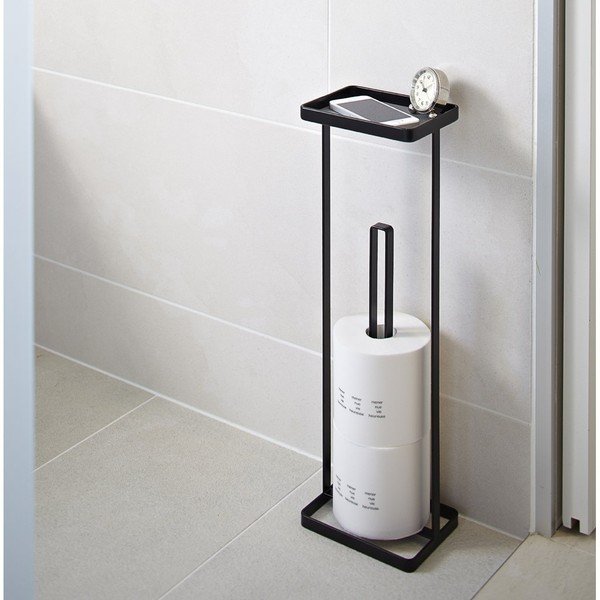 Juodas tualetinio popieriaus dozatorius su lentyna YAMAZAKI Tower-image-1