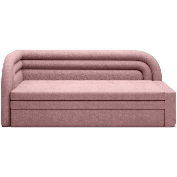 Rožinės spalvos iš šenilinio audinio sulankstoma/su sandėliavimo vieta sofa su kairiuoju kampu 223 cm Fabillo – ELTAP
