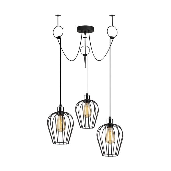 Juodas pakabinamas šviestuvas su 3 lemputėms Opviq lights Tel Chain-image-2