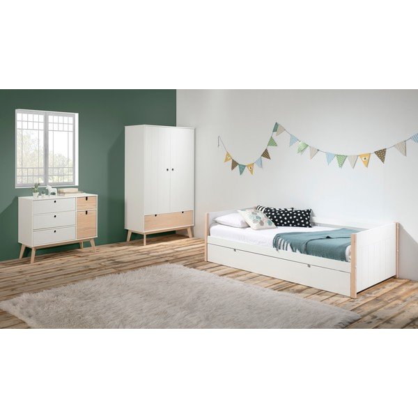 Balta vaikiška spinta su pušies medienos kojomis Marckeric Kiara-image-1