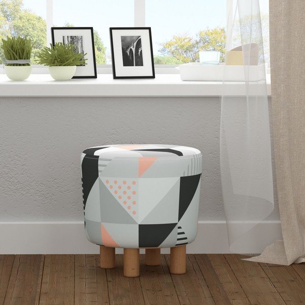 Taburetė su medinėmis kojelėmis "Cono Tepe", ⌀ 41 cm-image-3
