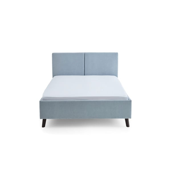 Šviesiai mėlynos spalvos dvigulė lova audiniu dengta su lovos grotelėmis 140x200 cm Piano – Meise Möbel-image-4