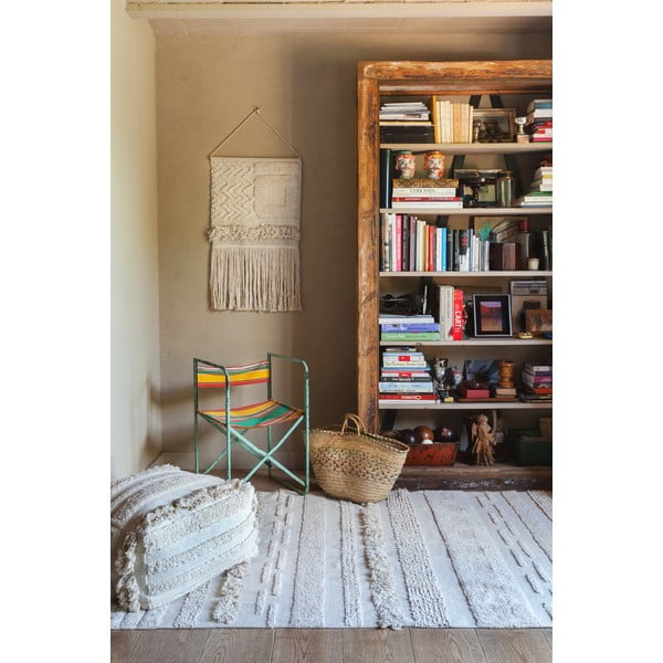 Skalbiamas/rankų darbo iš medvilnės kilimas šviesiai pilkos spalvos/kreminės spalvos 140x200 cm Air Natural – Lorena Canals-image-4