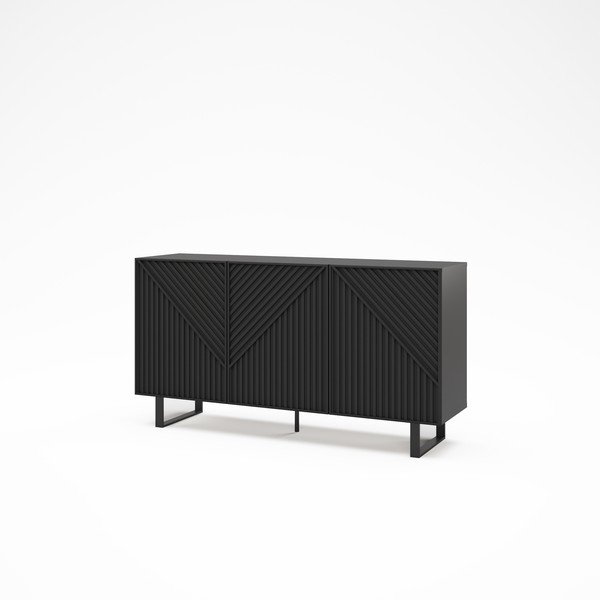 Šoninė spintelė juodos spalvos 151x80x35 cm Peta – Marckeric-image-3