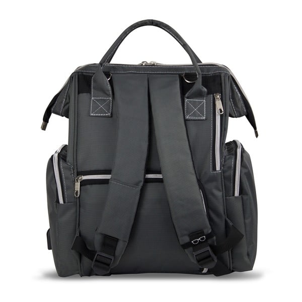 Pilka kuprinė mamoms su USB jungtimi My Valice HAPPY MOM Baby Care Backpack-image-2