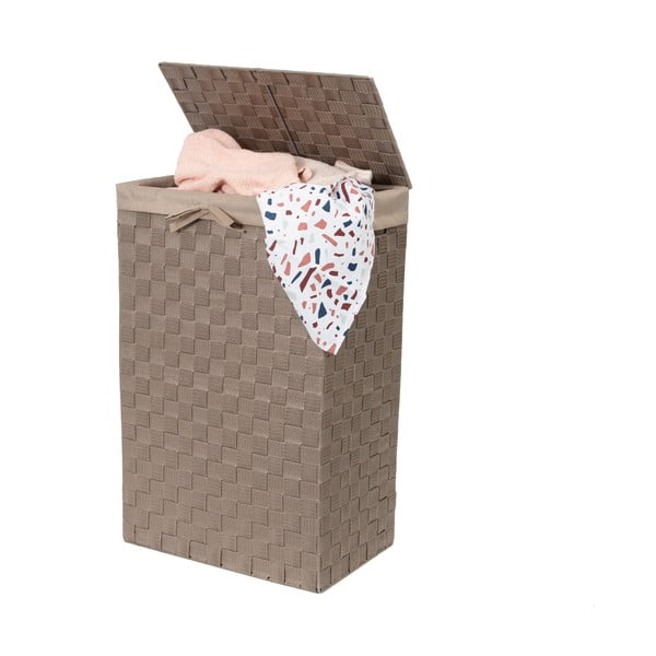 Rudas skalbinių krepšys su dangčiu Compactor Laundry Basket Linen, aukštis 60 cm-image-2