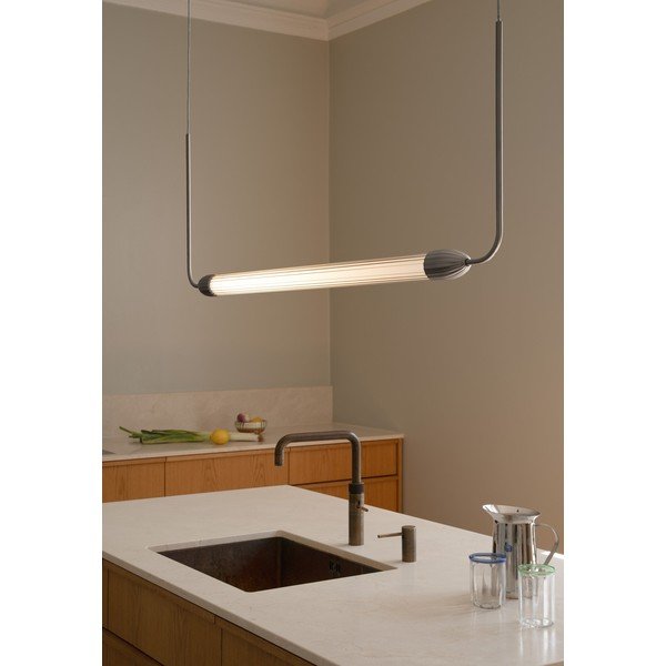 Sidabrinės spalvos iš plieno kabantis šviestuvas su stiklo gaubtu Lemon Squeeze Linear – UMAGE-image-1