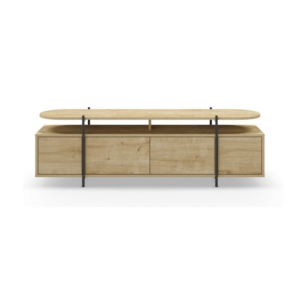 TV spintelė natūralios spalvos iš ąžuolo 160x48 cm Hinoa – Marckeric