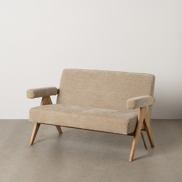 Smėlio spalvos iš šenilinio audinio sofa 134 cm Rest – Ixia-image-1