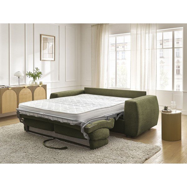Žalios spalvos sofa miegojimui/sulankstoma iš šenilinio audinio 240 cm Hugo – Bobochic Paris-image-1
