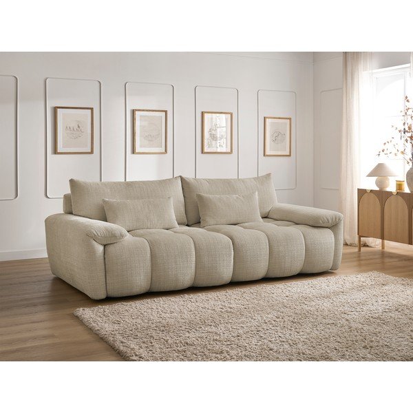 Smėlio spalvos iš šenilinio audinio sofa 264 cm Ivane – Bobochic Paris-image-1