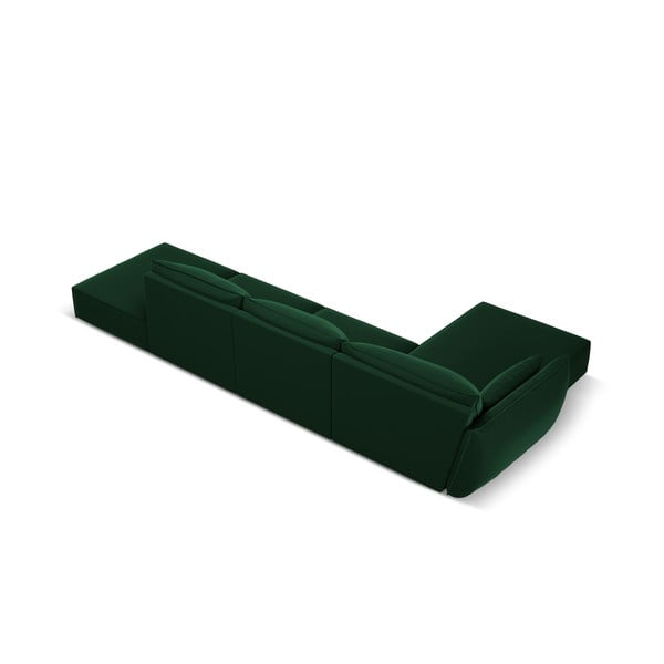 Tamsiai žalios spalvos iš velveto kampinė sofa (su kairiuoju kampu/su gultu) Vanda – Mazzini Sofas-image-3