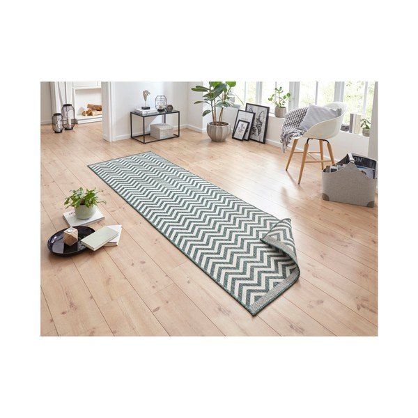 Žalios ir kreminės spalvos dvipusis itin atsparus protektorius Bougari Twin Supreme Mismo, 80 x 350 cm-image-4