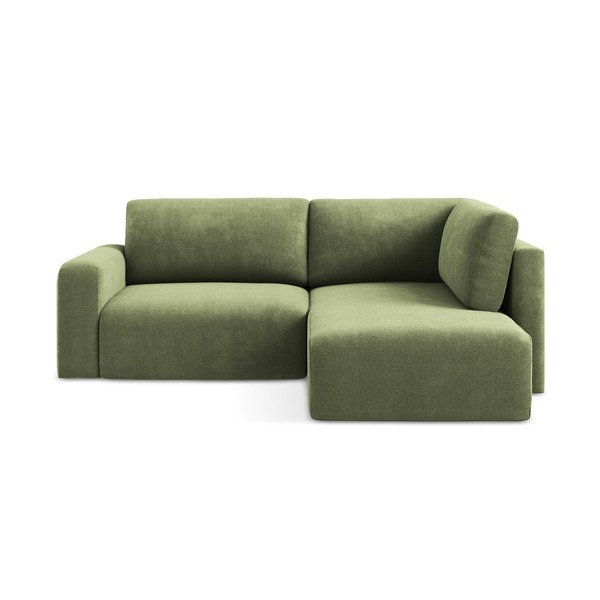 Žalios spalvos sulankstoma/su sandėliavimo vieta kampinė sofa iš šenilinio audinio (su dešiniuoju kampu/„L“ formos) Kona – Makamii