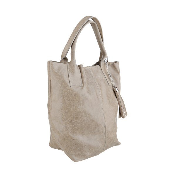 Smėlio spalvos odinė rankinė Chicca Borse Tote Moe-image-1