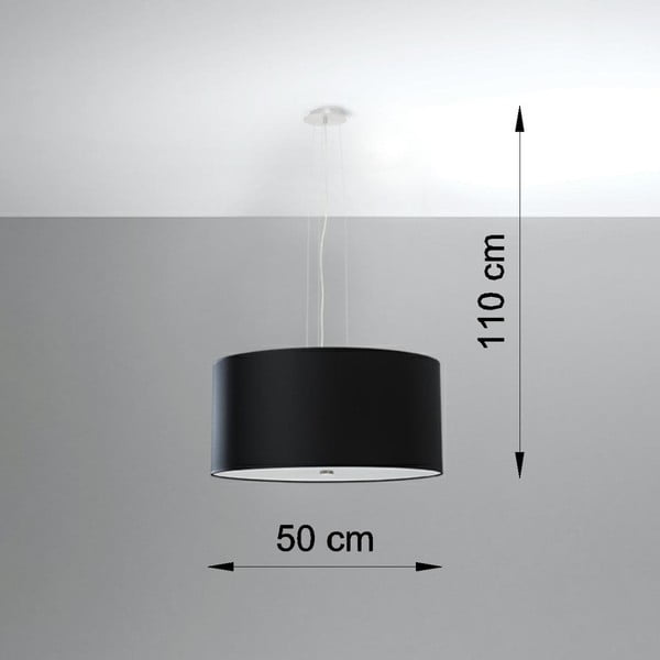 Kabantis šviestuvas juodos spalvos ø 50 cm su tekstiliniu gaubtu Volta – Sollux-image-4