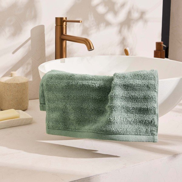Žalios spalvos iš frote audinio iš medvilnės rankšluostis 30x50 cm Maya – douceur d'intérieur-image-2