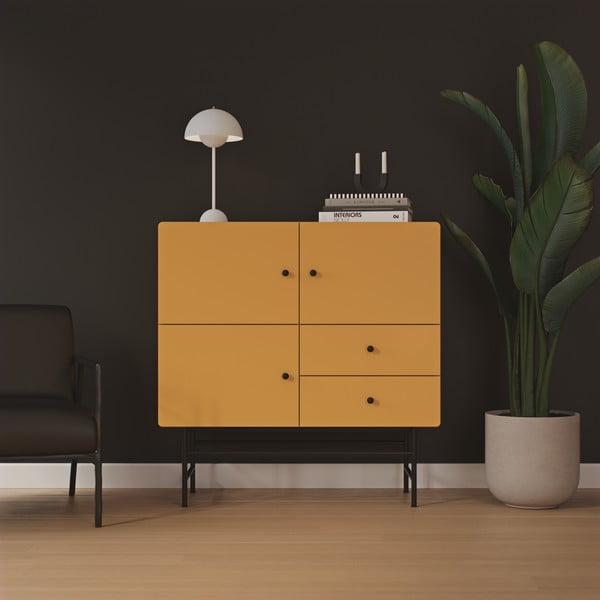 Geltona aukšta komoda 107x107 cm Cocktail - Tenzo-image-1